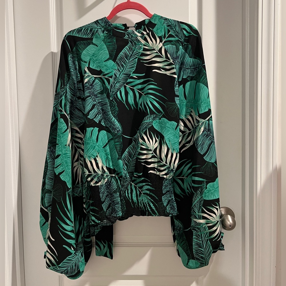 Tropical Leaf Print Women's Top